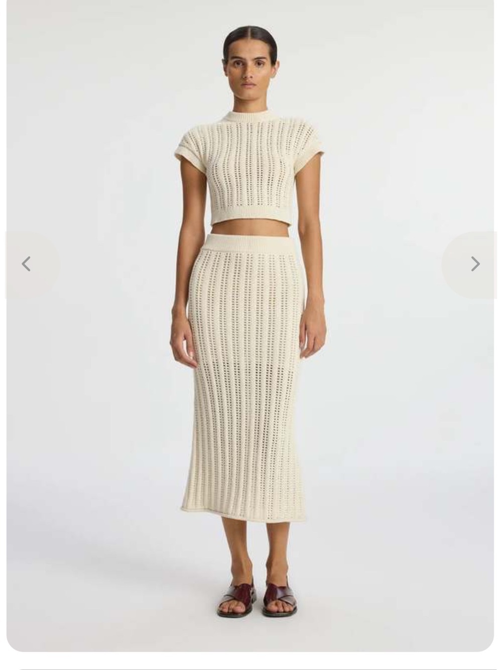 A.L.C. Open-Knit Cream Maxi Skirt